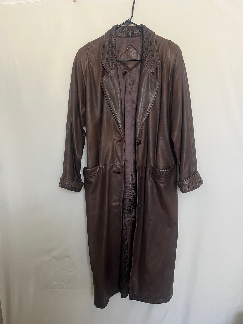 Vintage Jacqueline Ferrar Brown Leather
Trench Coat 80s/90s Longline Jacket